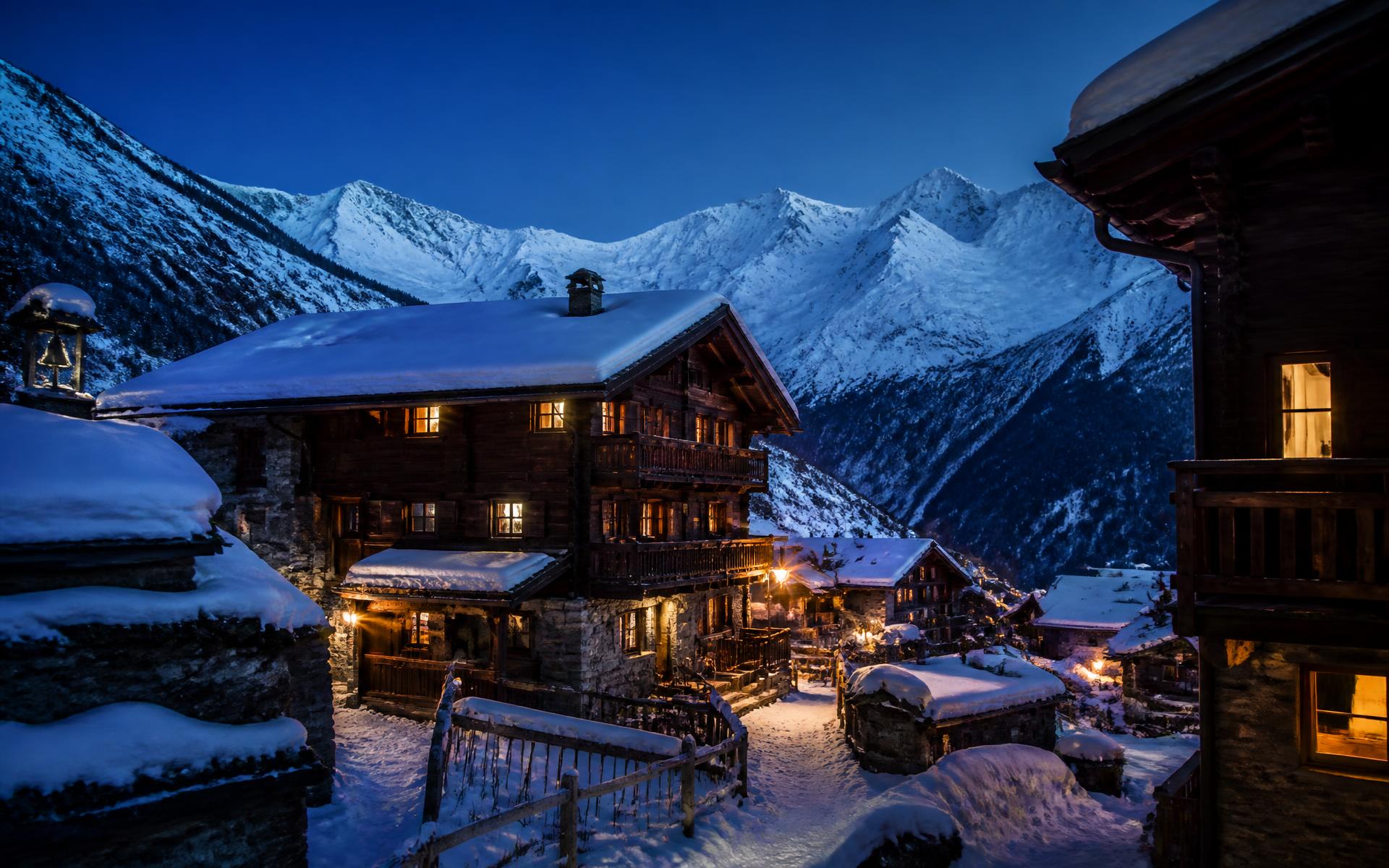 Le baite Walser di Alagna Valsesia al crepuscolo